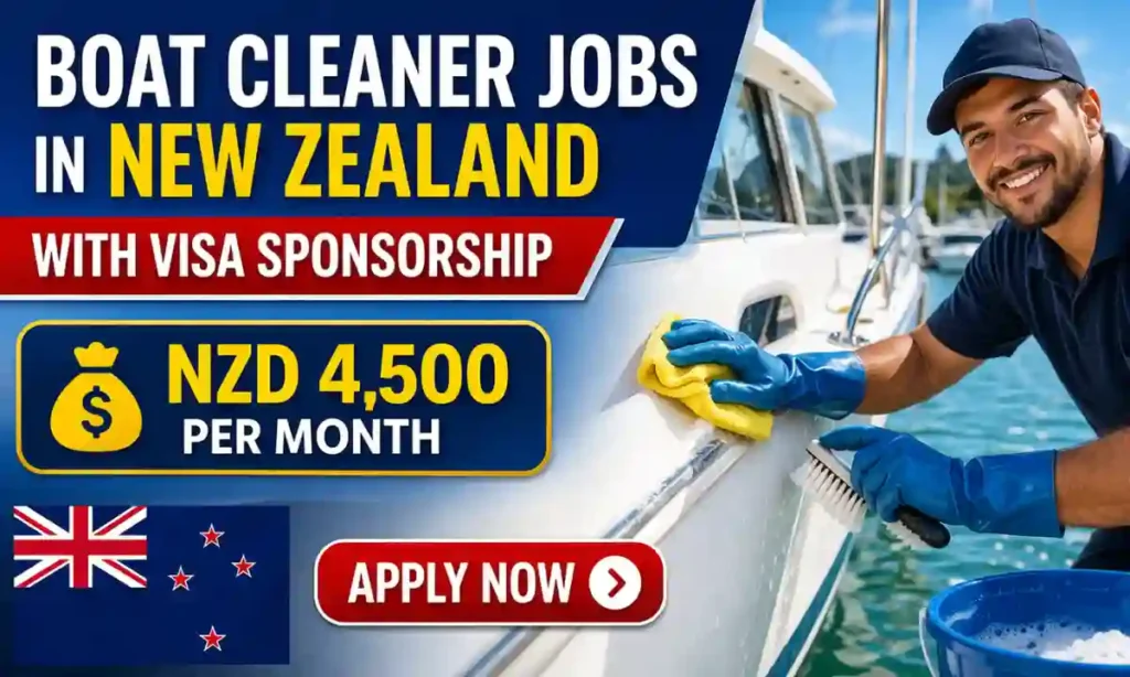 Boat Cleaner Jobs in New Zealand with Visa Sponsorship | Salary NZD 4,500 Per Month
