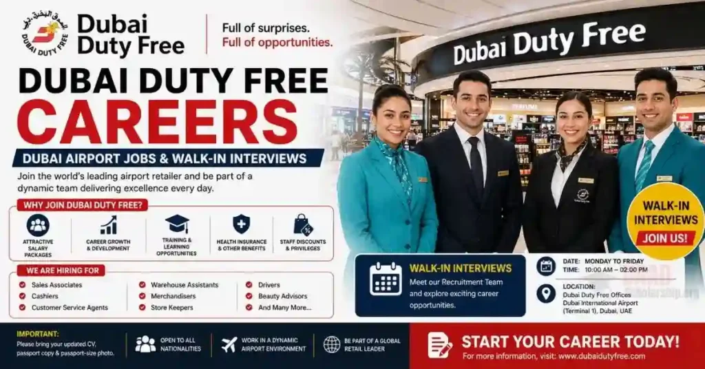 Dubai Duty Free Careers 2026 | Dubai Airport Jobs & Walk-in Interviews