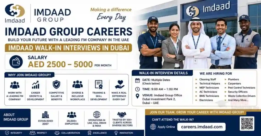Imdaad Group Careers 2026: Imdaad Walk-in Interviews in Dubai