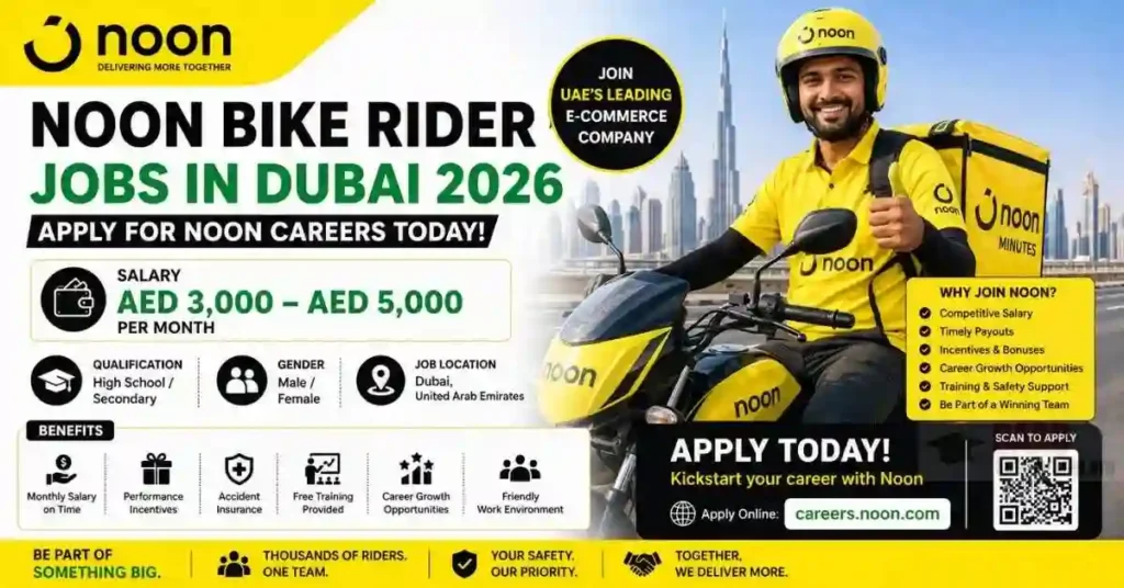 Noon Bike Rider Jobs in Dubai 2026 | Apply for Noon Careers UAE