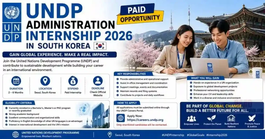 UNDP Administration Internship 2026 in South Korea — Paid Opportunity