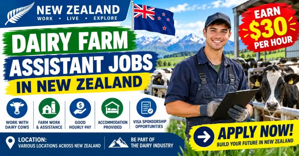 Dairy Farm Assistant Jobs in New Zealand 2026 | Salary $30 Per Hour