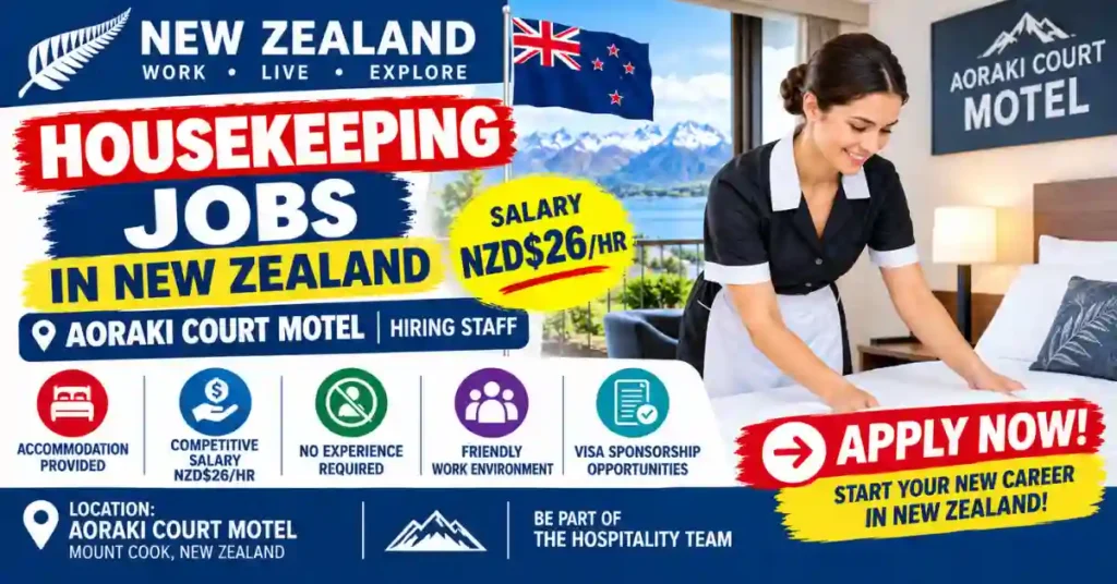 Housekeeping Jobs in New Zealand 2026 – Aoraki Court Motel Hiring Staff