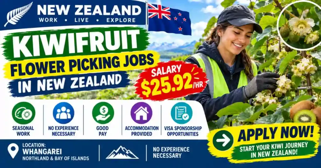 Kiwifruit Flower Picking Jobs in New Zealand 2026—Salary $25.92/hr
